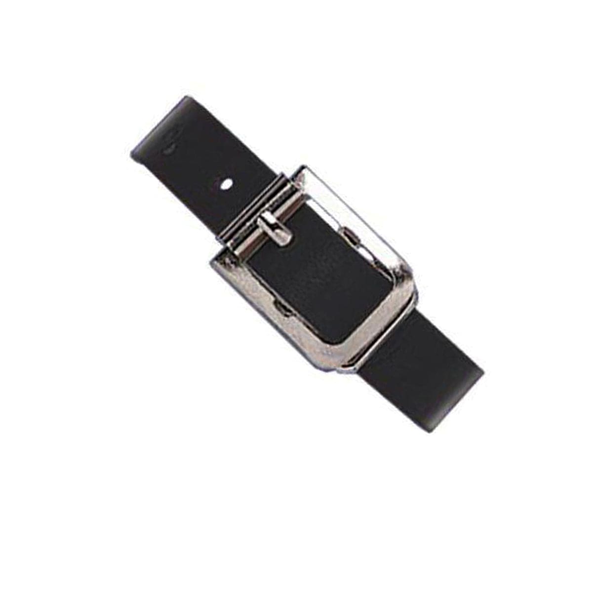 Black Genuine Leather Luggage Strap W/ Nickel-Plated Steel Buckle, 3 Holes 2420-1071