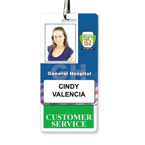 CUSTOMER SERVICE Vertical Badge Buddy with Green Border