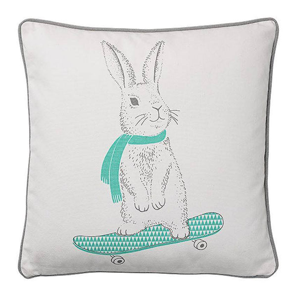 18 inch Square Fabric Pillow with Rabbit