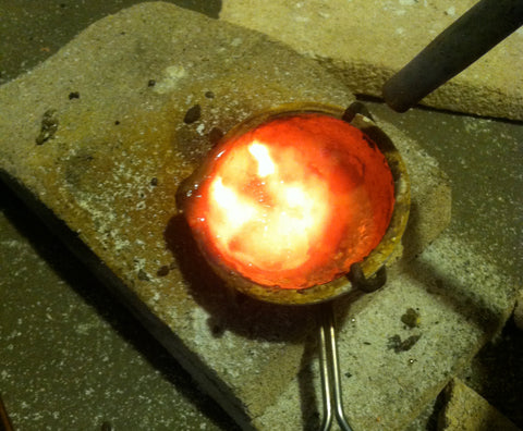 hot crucible ready for metal to be melted for lost wax casting and jewelry making