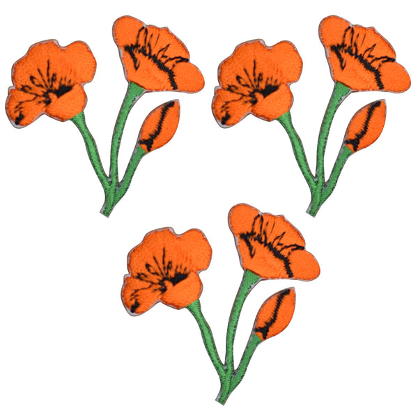 Poppy Flower Rose Border Branch Iron On Patch Embroidery Badge Applique Clothes 