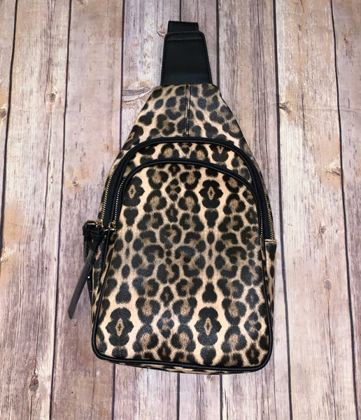 Leopard Pattern Sling Chest Bag, Multi Zipper – Look What I Did by IP