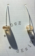Sterling silver wire drop earrings with single rutilated quartz bead - handcrafted by eDgE dEsiGn London