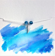 White cord bracelet - Blue Agate with Silver Angel Wing - Colour and Charm Collection