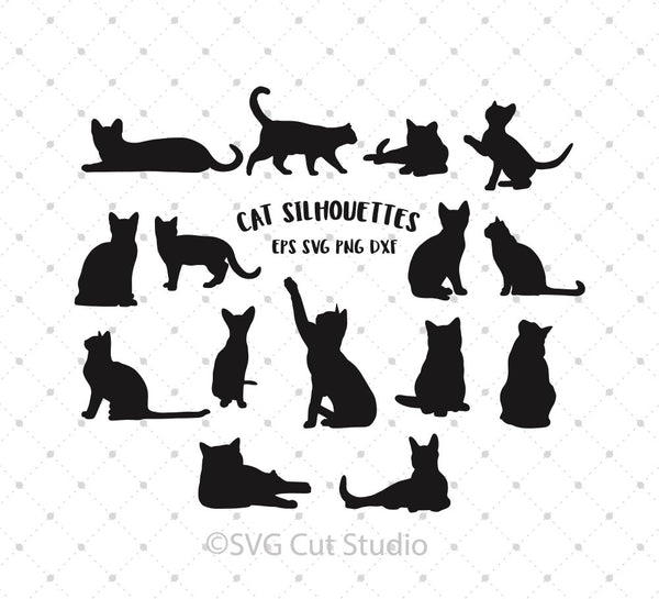 Cat Silhouettes SVG Cut Files for Cricut and Silhouette