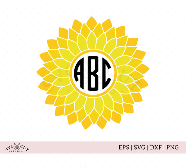 Sunflower Monogram Svg Files for Cricut and Silhouette