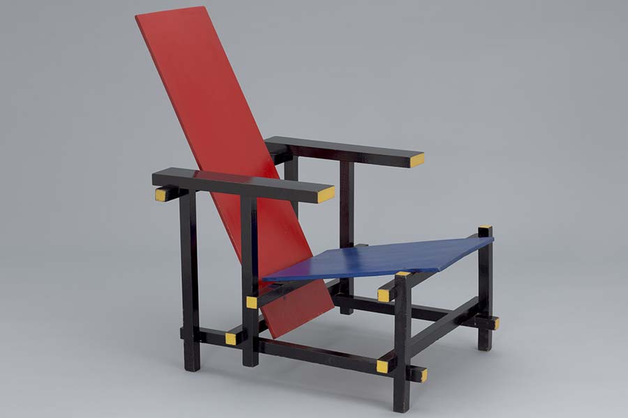 Vintage Red and Blue Chair by Gerrit Rietveld 