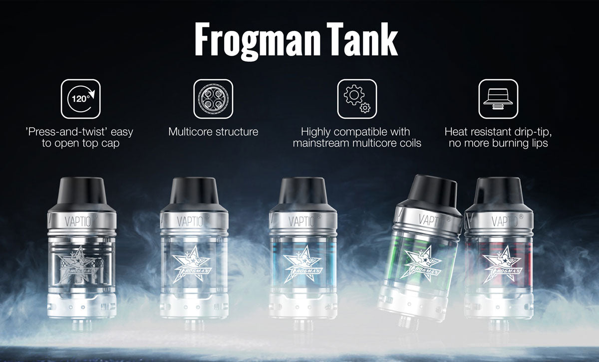 Vaptio Frogman Sub-Ohm Tank 5.0ml 2.0ml Details
