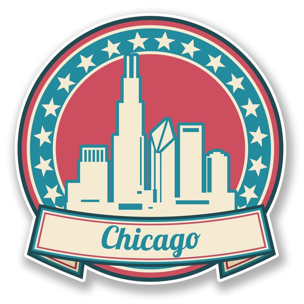 2 x Chicago Illinois USA America Vinyl Sticker 6747 Destination