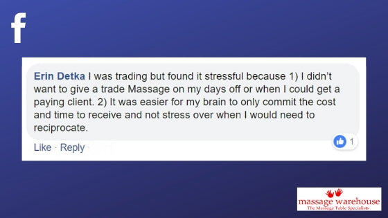 Problems with massage swaps comment from Facebook from Erin Detka