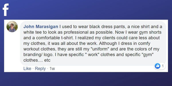 Facebook post from John Marasigan about changing his uniform for his massage therapy business 