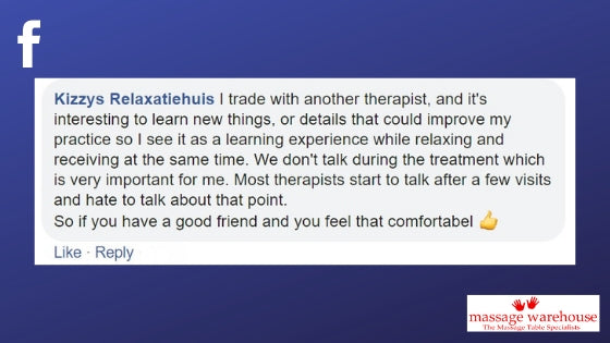 Good massage swap experience comment from Facebook from Kizzys Relaxatiehuis