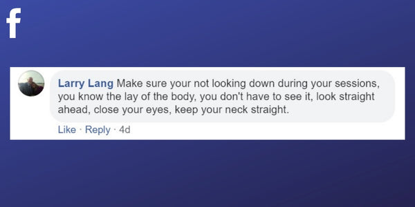 Facebook post from Larry Lang about how to protect your neck whilst delivering massages