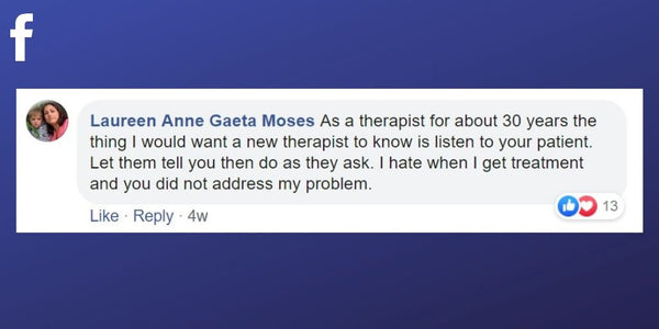 Facebook post from Laureen Anne Gaeta Moses about remembering to listen to your clients