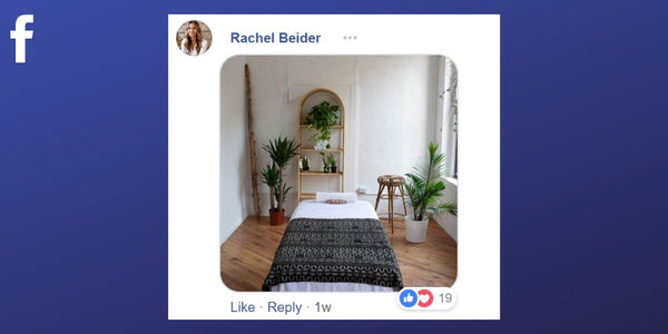 Facebook post from Rachel Beider with inspiration for treatment room decor.