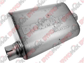 Dynomax 17156 Exhaust Muffler; VT Series; 9-3/4 Inch Length X 4-1/2 Inch Width Stainless Steel Case; 2-1/2 Inch Offset Inlet; 2-1/2 Inch Center Outlet; 14 Inch Case Length/ 19 Inch Overall Length