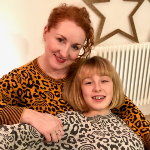Tracey and her Daughter Alice ( now 13!)  wearing the refugee support sweaters