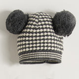 monochrome baby knitted pom pom hat