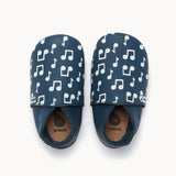 navy soft sole baby shoes music note design