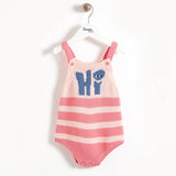 pink baby organic cotton knitted romper