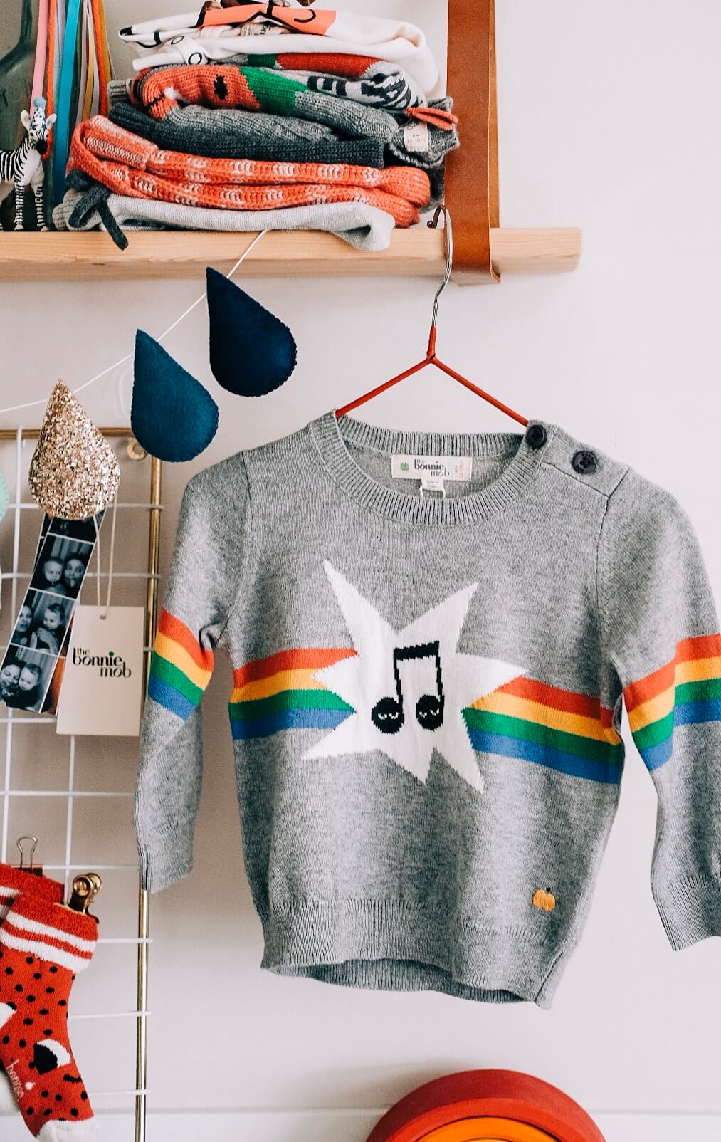 rainbow cashmere music baby sweater