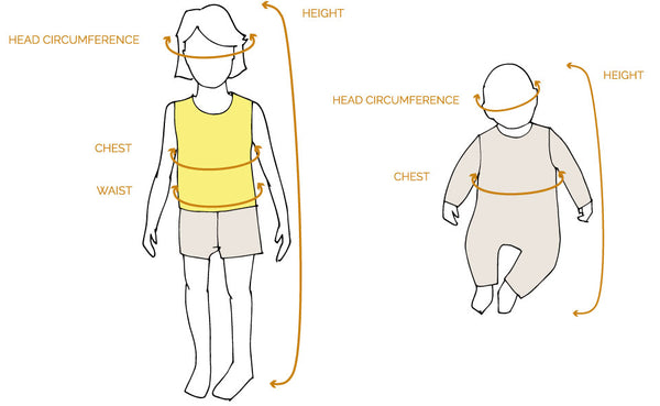 Size Guide for The bonniemob Baby and kids clothing
