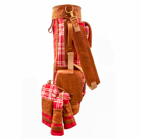 Miami Ohio Tartan and Leather Golf Bag- Steurer & Jacoby