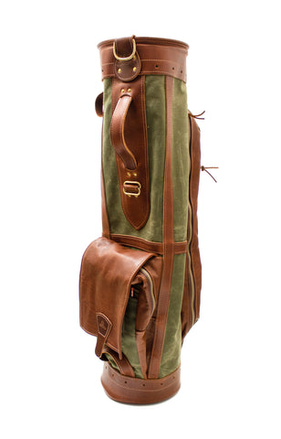 Olive Staff Golf Bag with Chestnut Leather Flap and Gussets