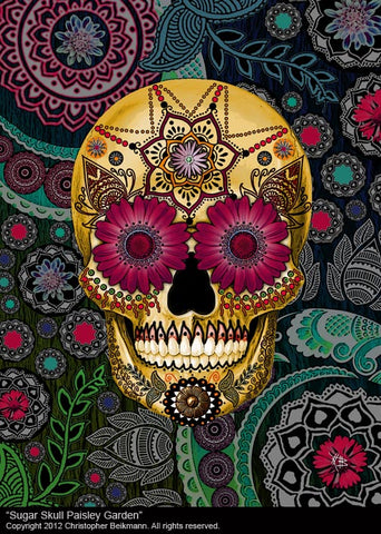 Sugar Skull Paisley Garden by Sugar Skull Artist Christopher Beikmann