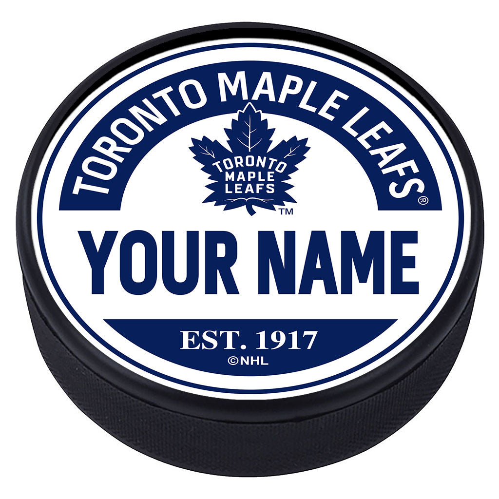 Toronto Maple Leafs Block Textured Personalized Puck