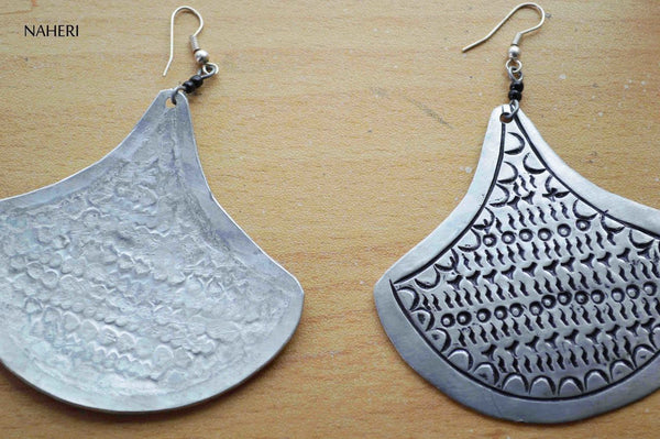 Afrocentric Handcrafted Metal Earrings - Silver