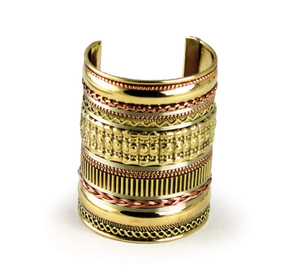 Afrocentric Long Brass & Copper Bracelet