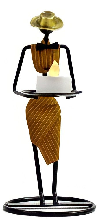 Sophisticated Lady Wire Candle Holder (Gold/Cream)