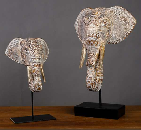 Elephant Figurines on Stands Set