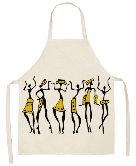 Tribal Dancers Cooking Apron - White/Yellow