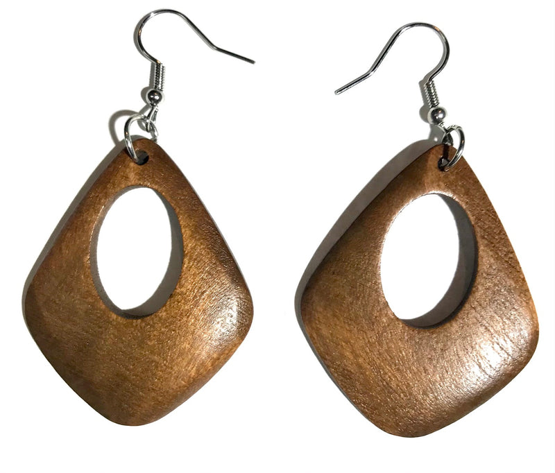 Wooden Oval Earrings - Medium