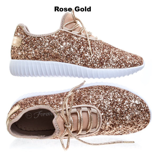 glitter tennis shoes rose gold