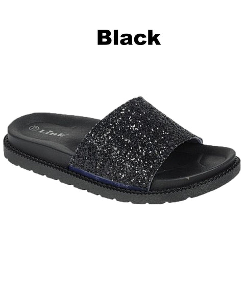 glitter sandal slides