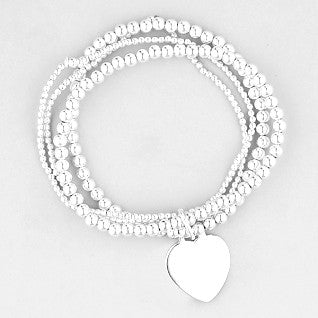 Gigi Sterling Silver Multi Strand Heart Stretch Bracelet