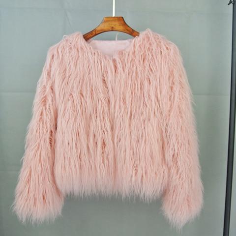 pink faux fur coat plus size