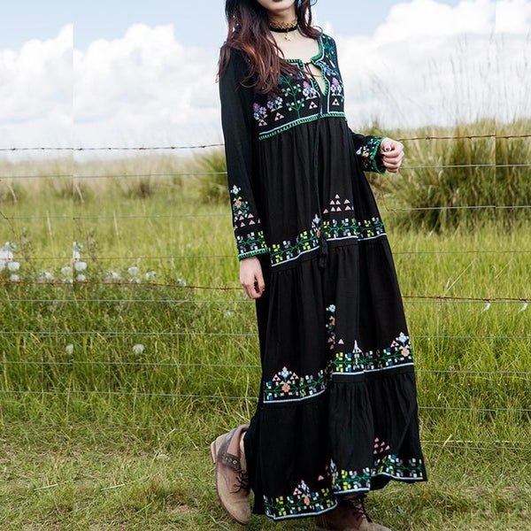 black boho maxi