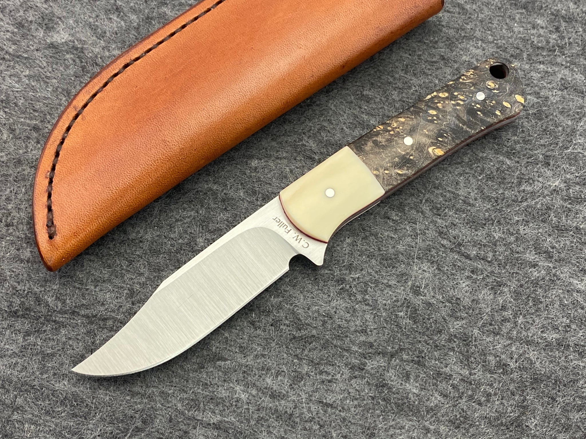 CW Fuller - Pocket Pal Lanny’s Clip w/ Maple Burl & Warthog Ivory