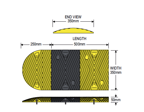 Barrier Group Traffic Calming Round Rubber Hump specs