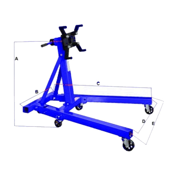 TradeQuip Professional 900kg Engine Stand (Folding) Drawing and Dimensions