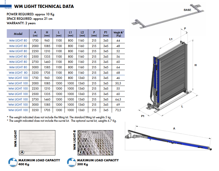 wm system al light van ramp technical data