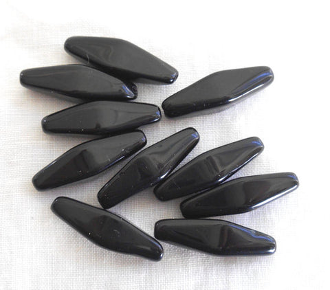 24mm long black glass lantern beads