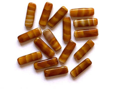 Vintage Czech Glass Beads Brown Cream Marbled Flat Bicone Tiger Eye 15mm 10