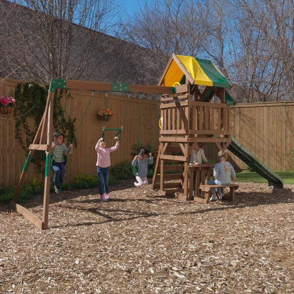 deluxe wooden swing set