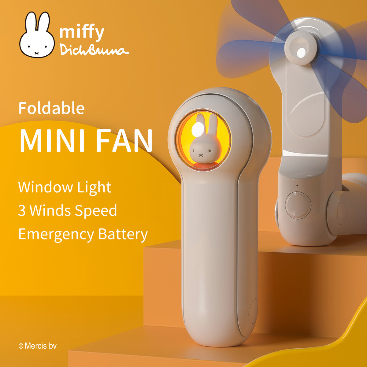 Oxideren Mok Papa MIPOW x Miffy Portable Folding MINI Fans Handheld USB Charging Power Bank  Pocket Fan Desktop Multi Function Fan Nijntje ミッフィー 米菲