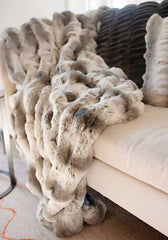 Fig Linens and Home - Truffle Chinchilla Couture Faux Fur Throw - Fabulous Throw - Mother's day gifts